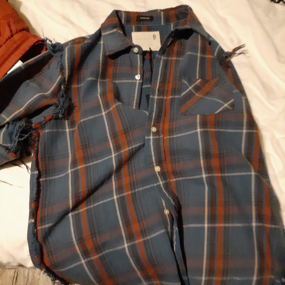 R13 shredded button up